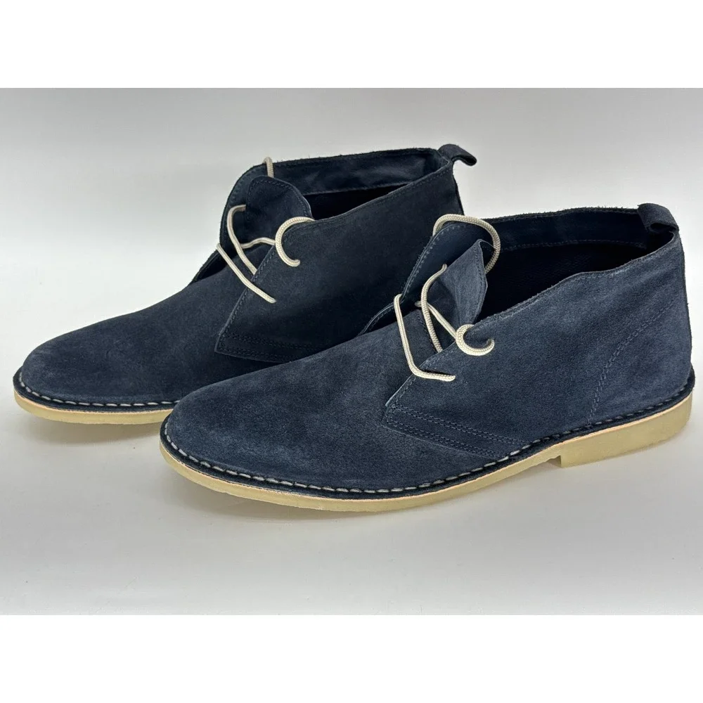 Kurt Geiger Chukka Boots Mens 45 Navy Suede Lace Up Ankle Dress Stylish Genuine